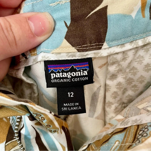 Patagonia Women's Tropical Print Shorts - Brown, Blue, Cream - Picture 3 of 7